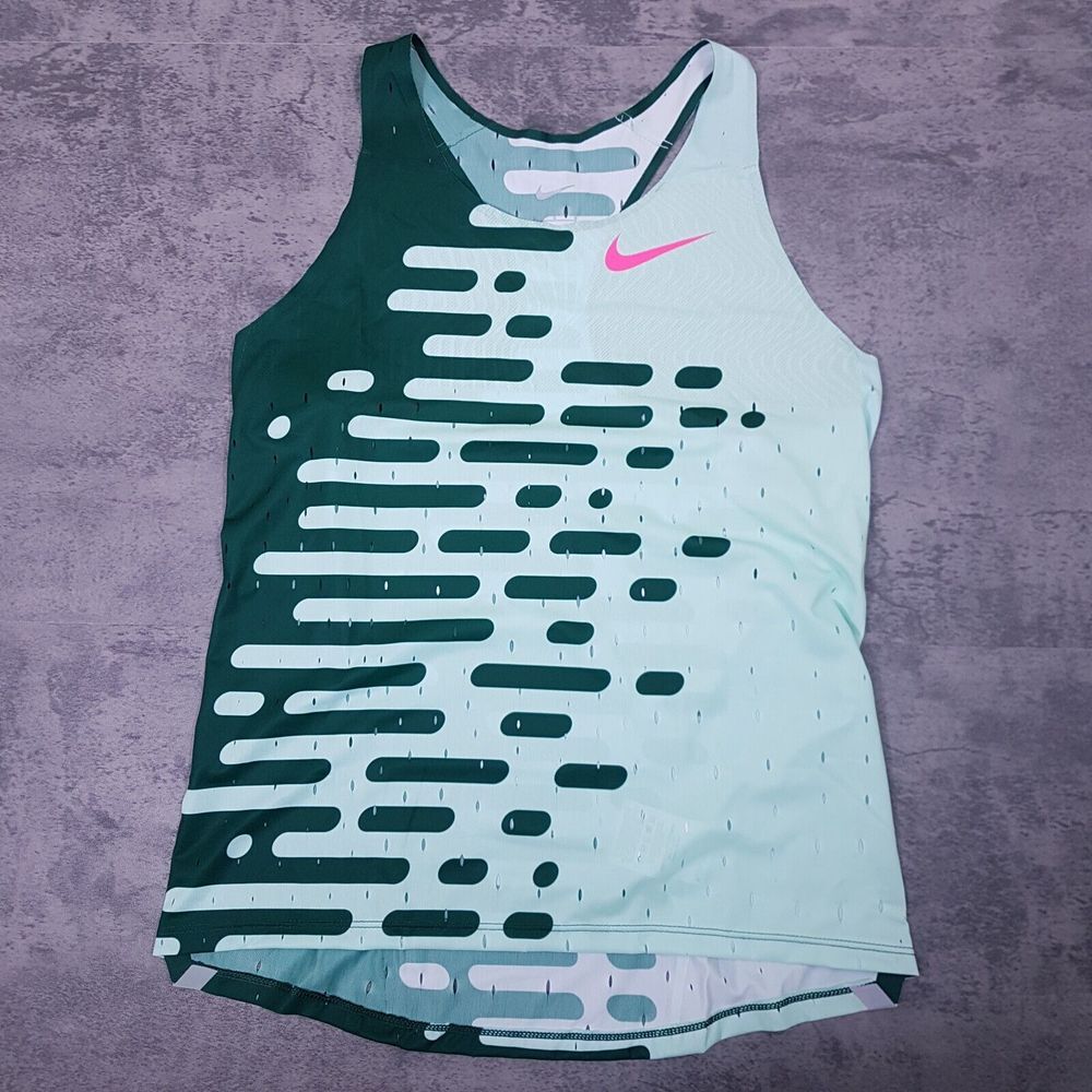 NIKE Pro Elite Team‎ Distance 2023 Made in USA Singlet Womens LARGE Green Pink